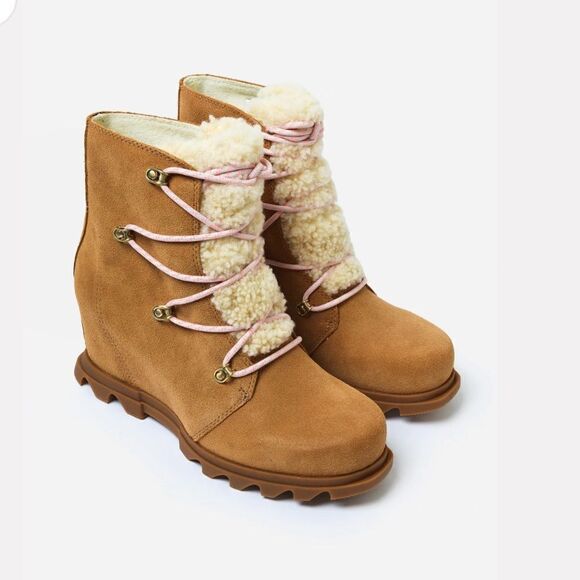 Sorel Joan Of Arctic Wedge Cozy Waterproof Suede Shearling Bootie 10 New in box - Picture 4 of 13